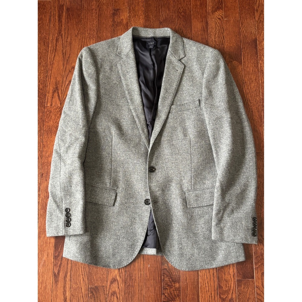 J.Crew Ludlow Jacket 40R Grey Yorkshire Tweed Wool Blazer Moon Woven in England
